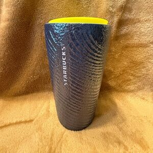 STARBUCKS SUMMER 2024 BLUE WAVY RIB TEXTURE CERAMIC TRAVEL MUG TUMBLER NEW
